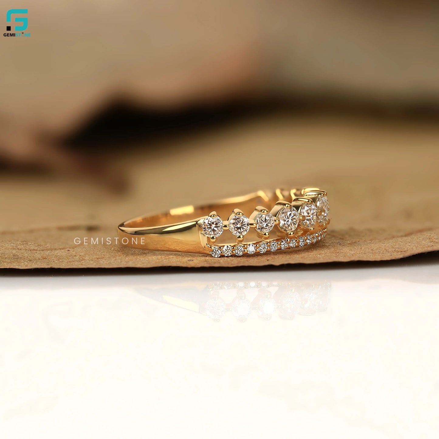 Double Row Pave Lab Diamond Band For Women