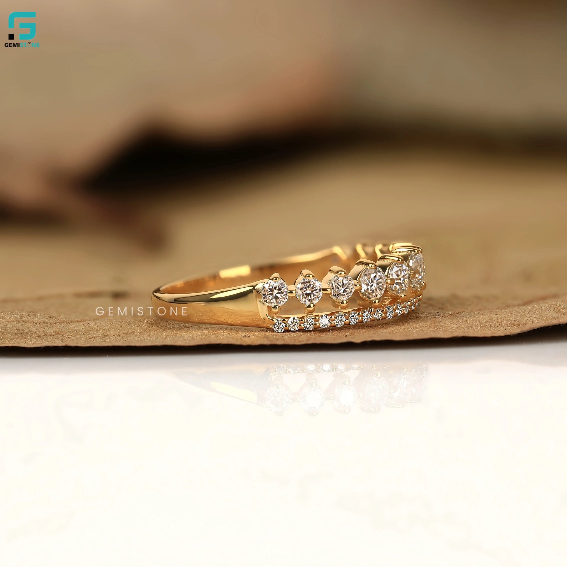 Double Row Pave Lab Diamond Band For Women