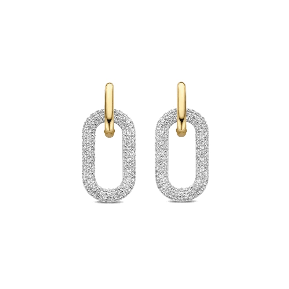 Pave Drop Link Chain Earrings For Women