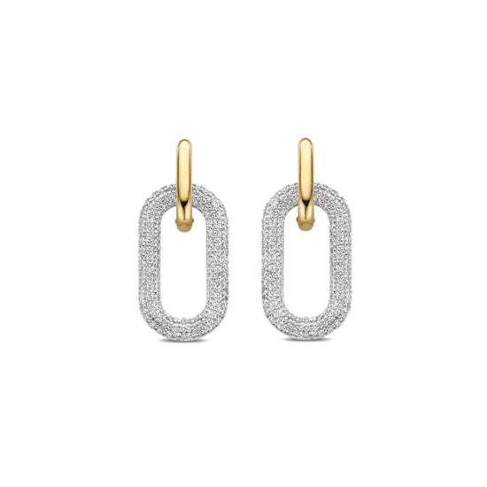 Pave Drop Link Chain Earrings For Women