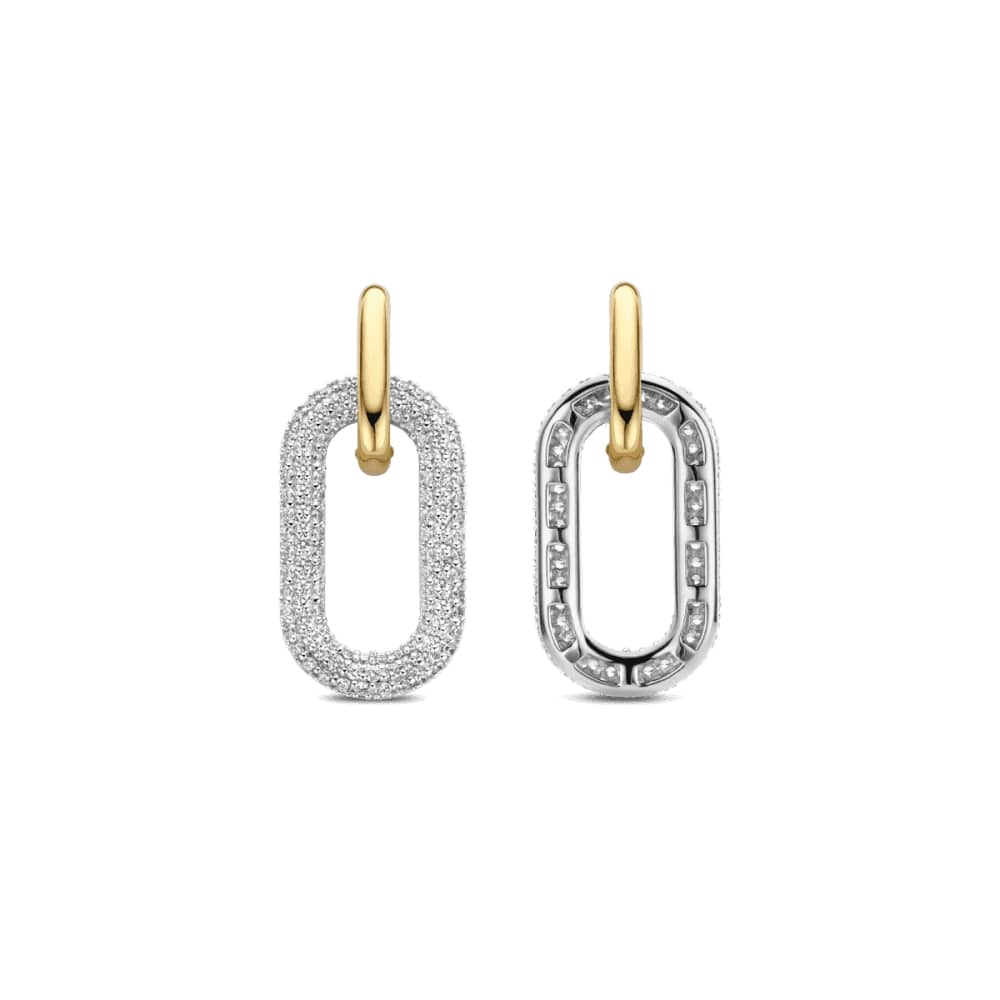 Pave Drop Link Chain Earrings For Women