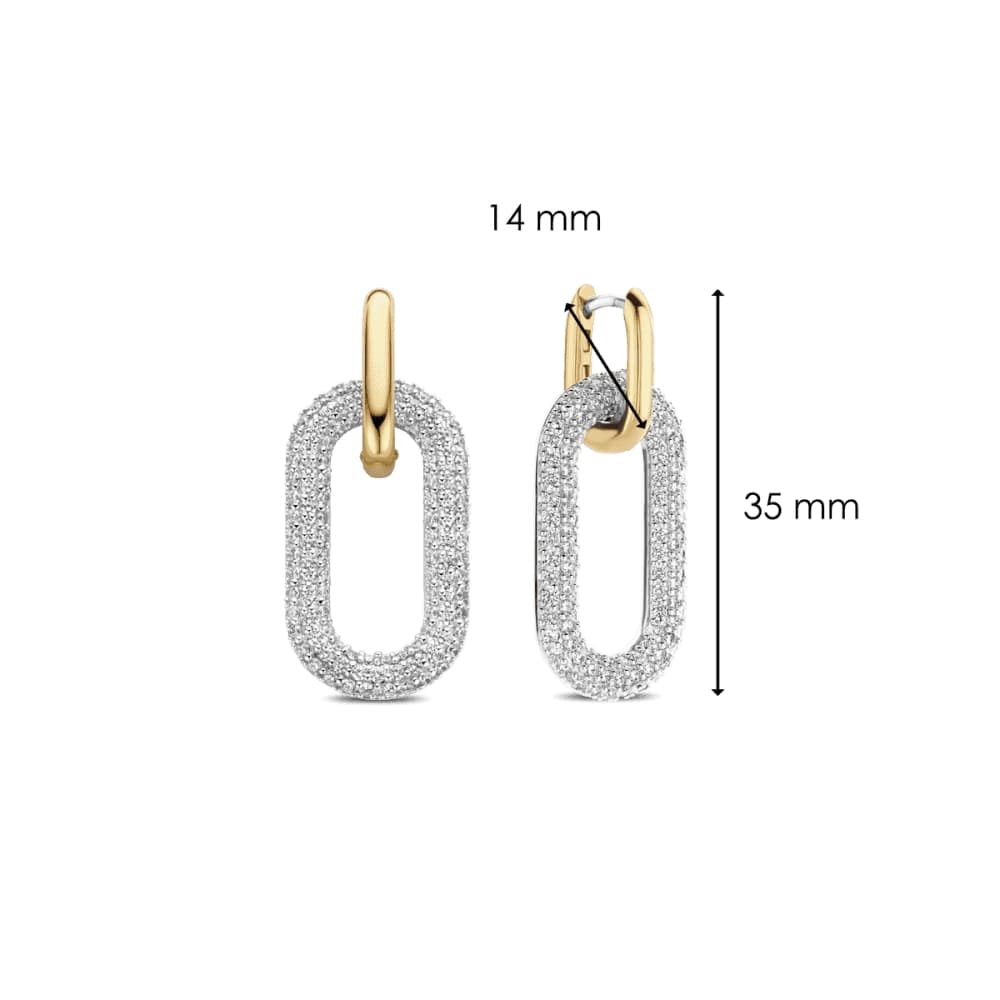 Pave Drop Link Chain Earrings For Women