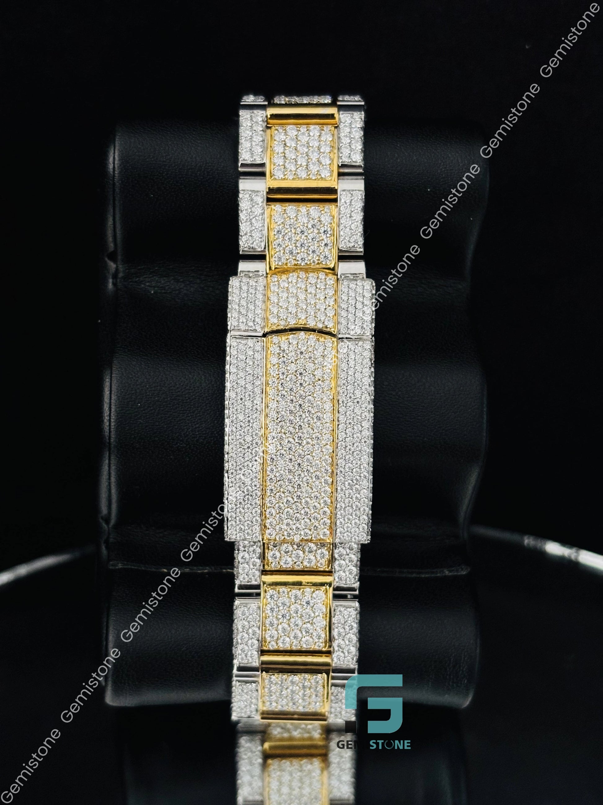 Dual Tone Iced Out Moissanite Hip hop Watch