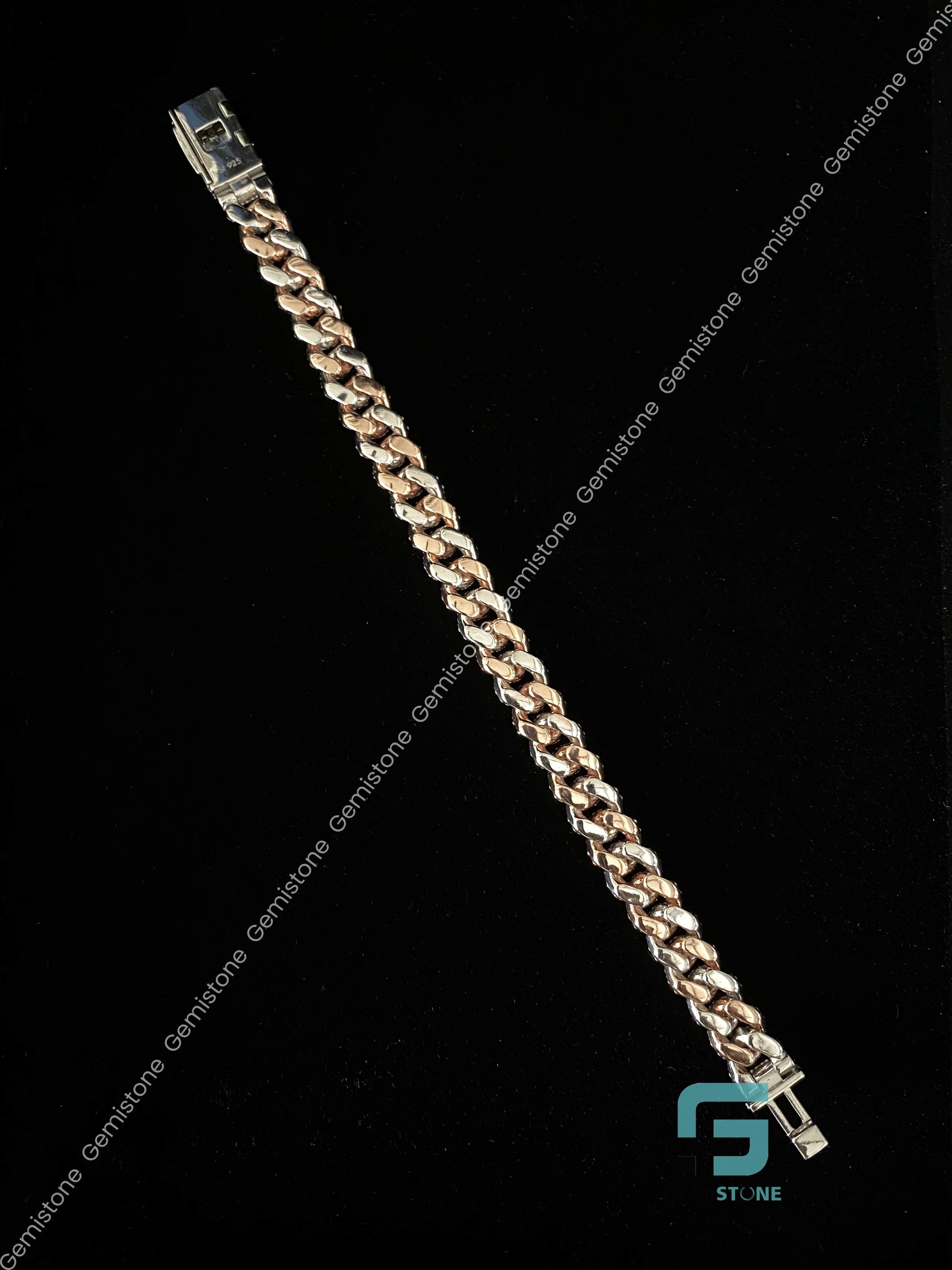 Dual Tone Moissanite Cuban Link Bracelet