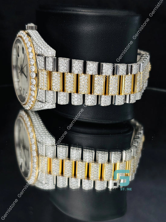 Dual Tone Rolex Stainless Steel Moissanite Watch