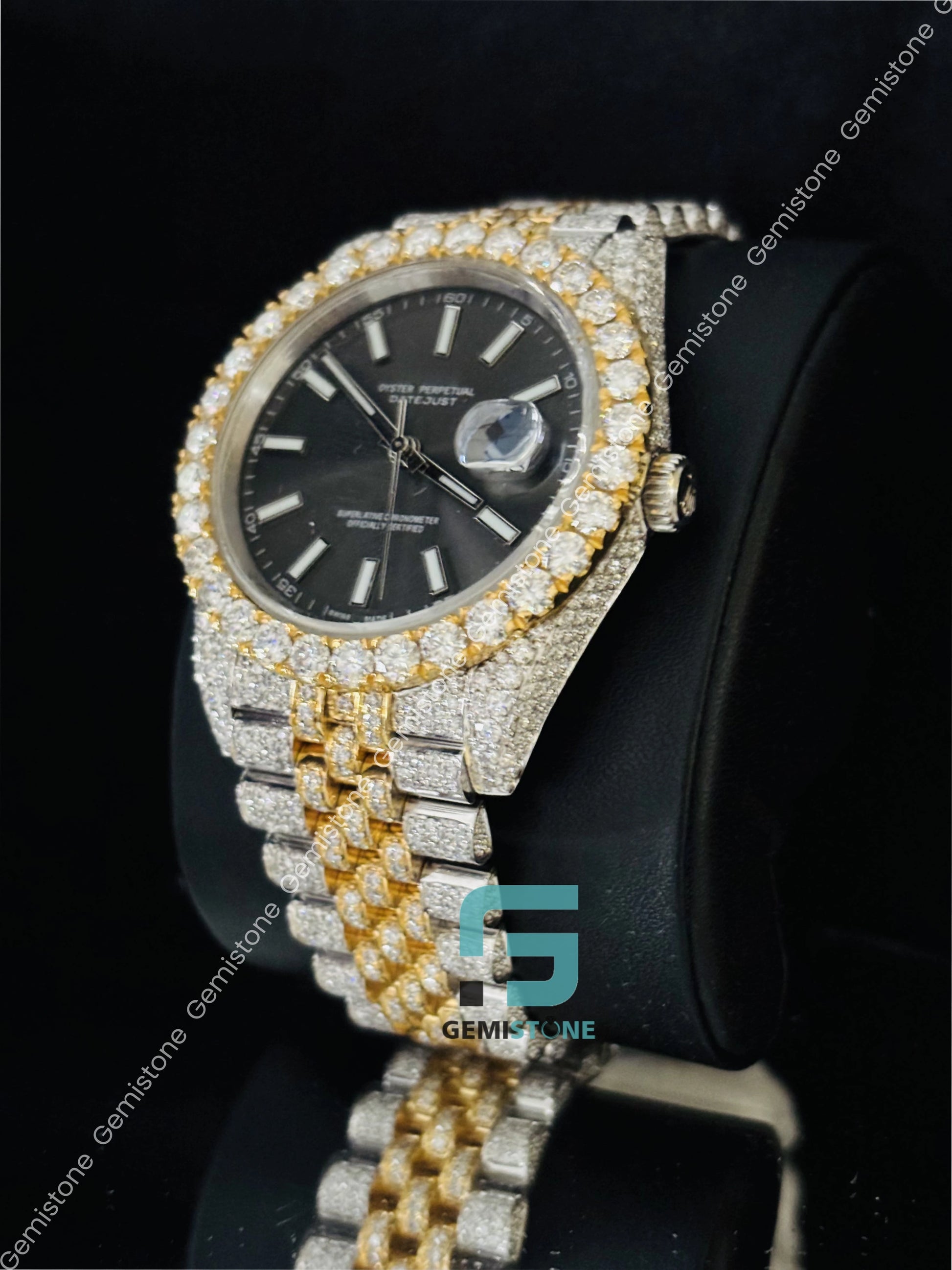 Dual Tone moissanite VVS Gray Dial Watch