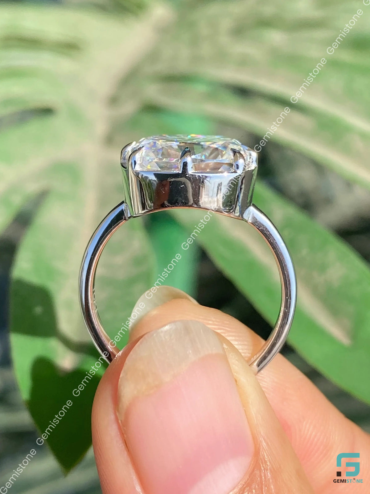 East West Elongated Cushion Moissanite Zendaya Celebrity Ring
