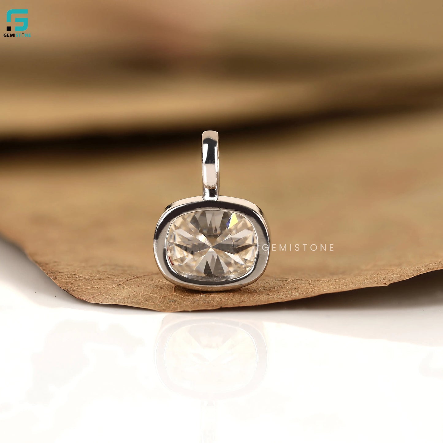 East West Elongated Cushion Cut Lab Diamond Pendant