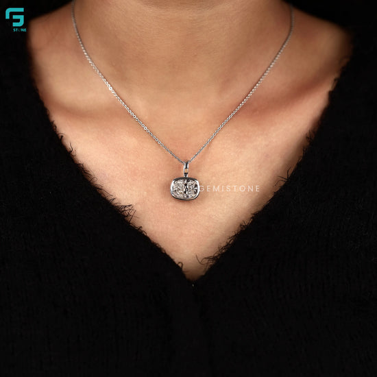 East West Elongated Cushion Cut Lab Diamond Pendant For Women