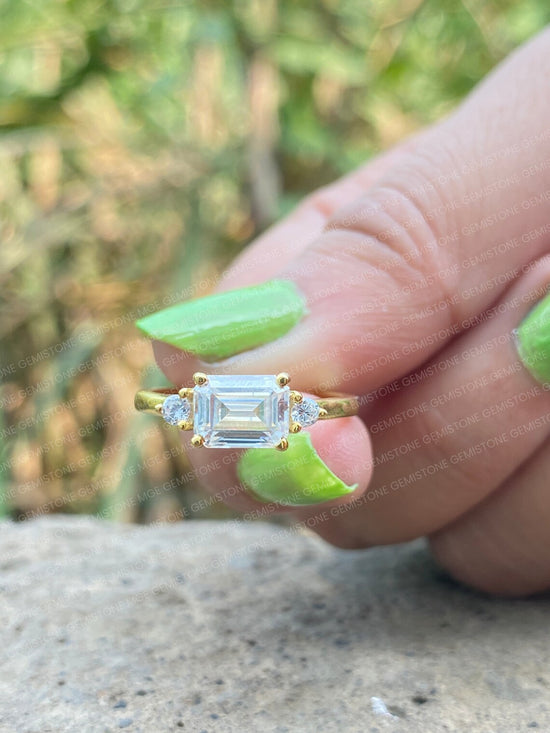 East West Emerald Cut Ring