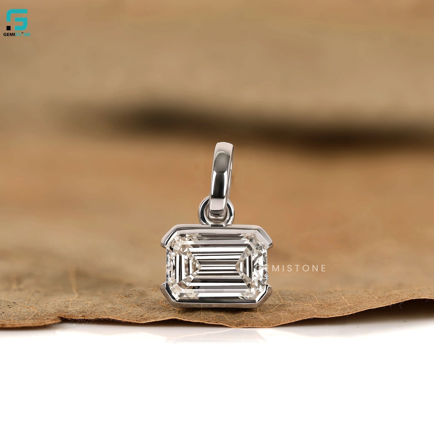East West Emerald Lab Diamond Wedding Ring