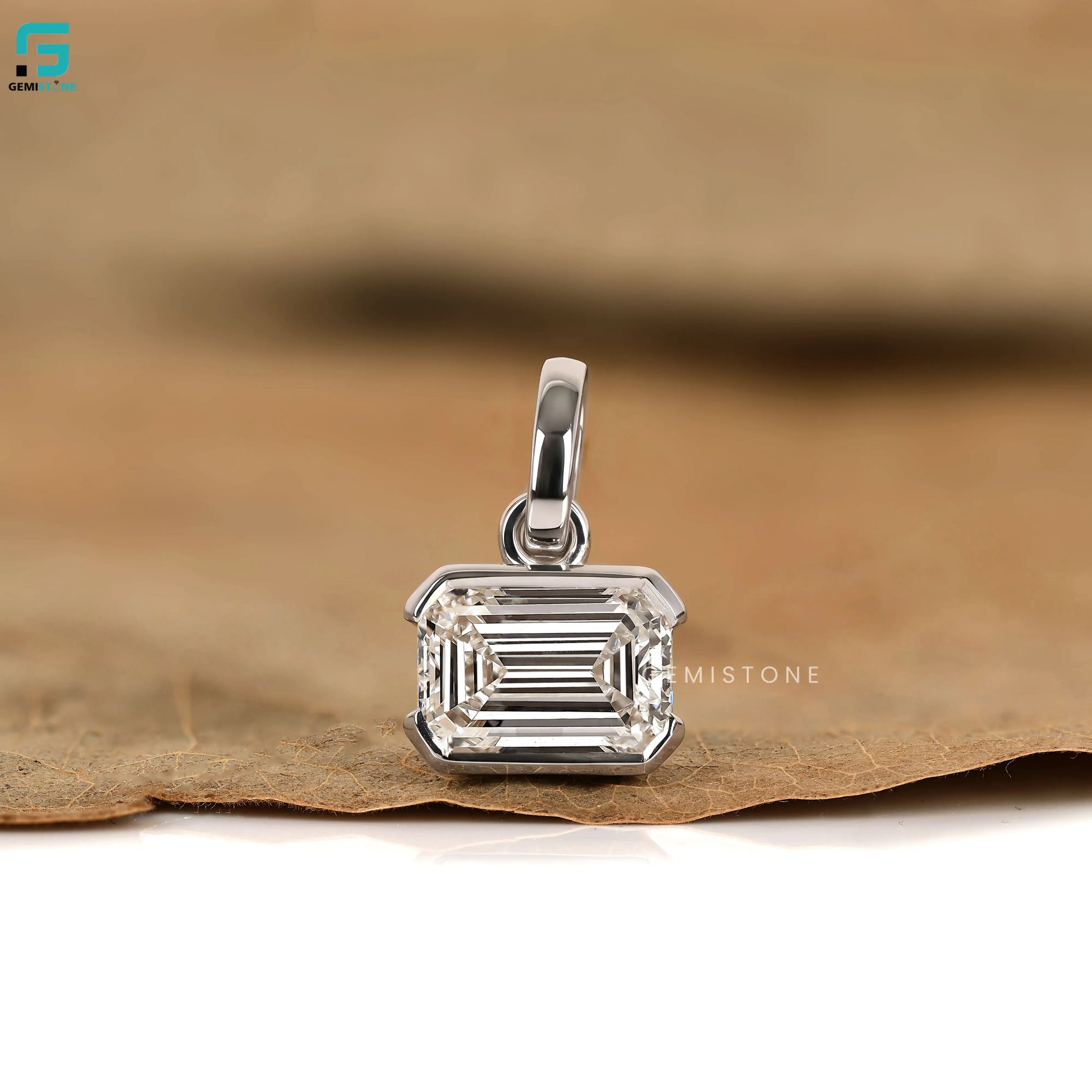 East West Emerald Lab Diamond Wedding Ring