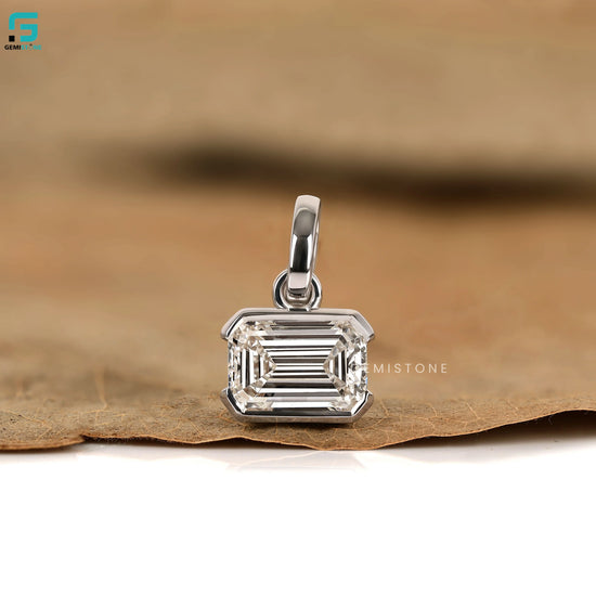 East West Emerald Lab Diamond Wedding Ring