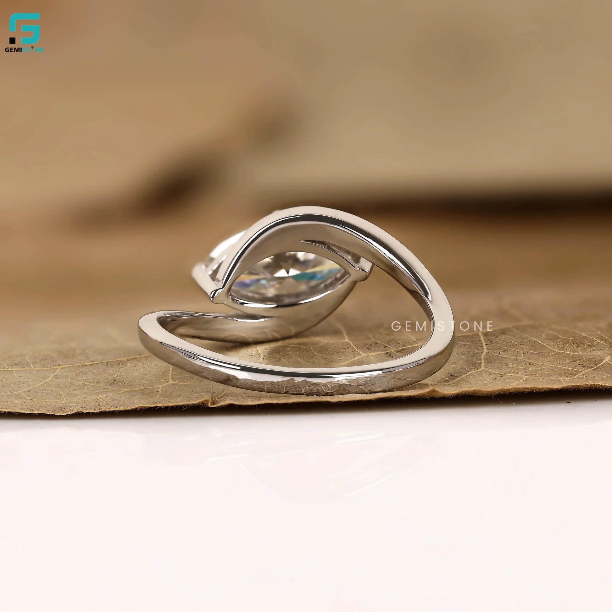 East West Marquise Lab Diamond Wedding Ring 