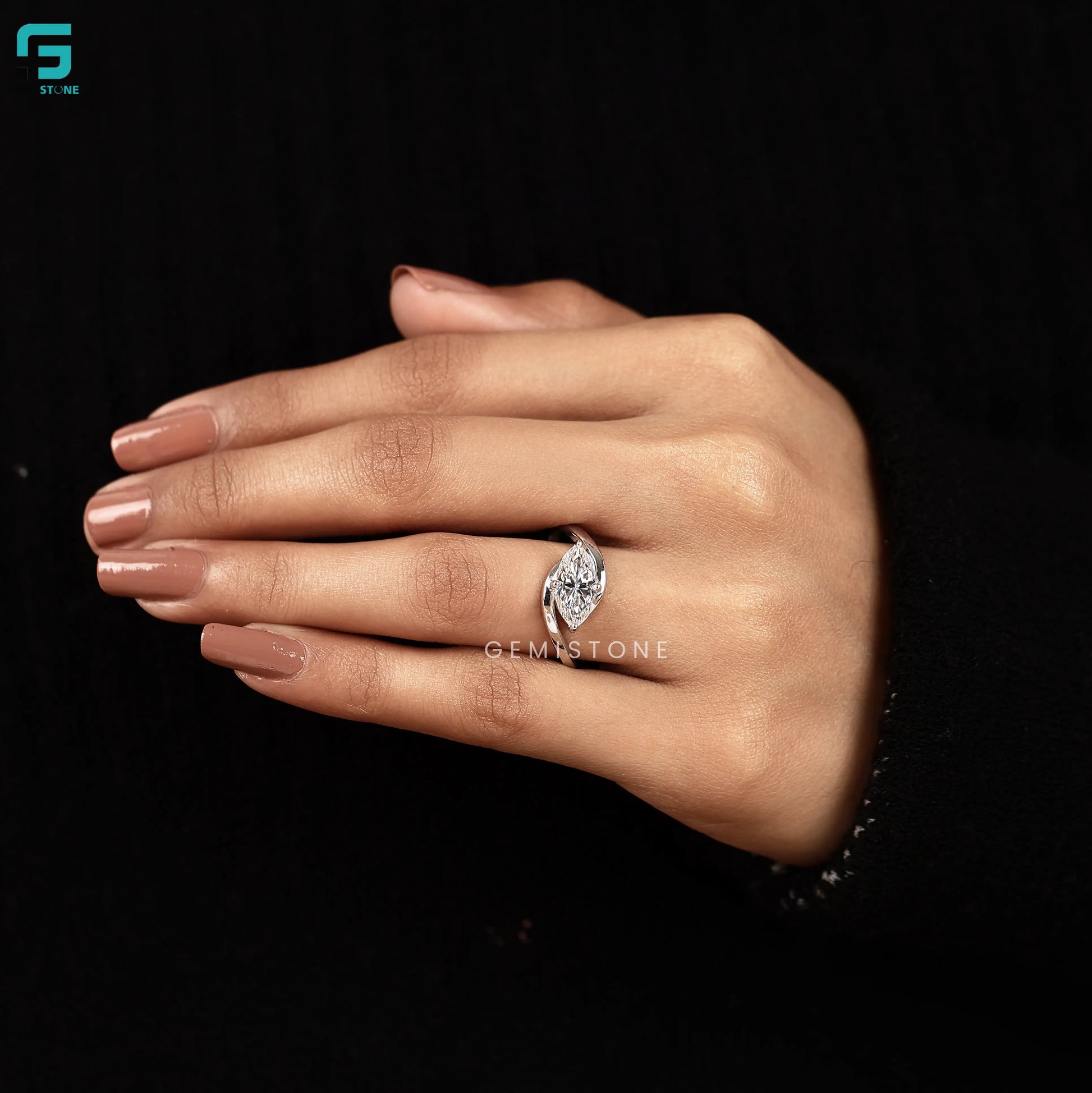 East West Marquise Lab Grown Diamond Wedding Ring For Women
