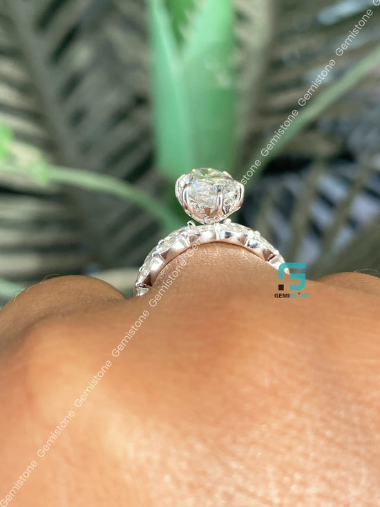 East West Moissanite Moval Bubble Band Ring For Women
