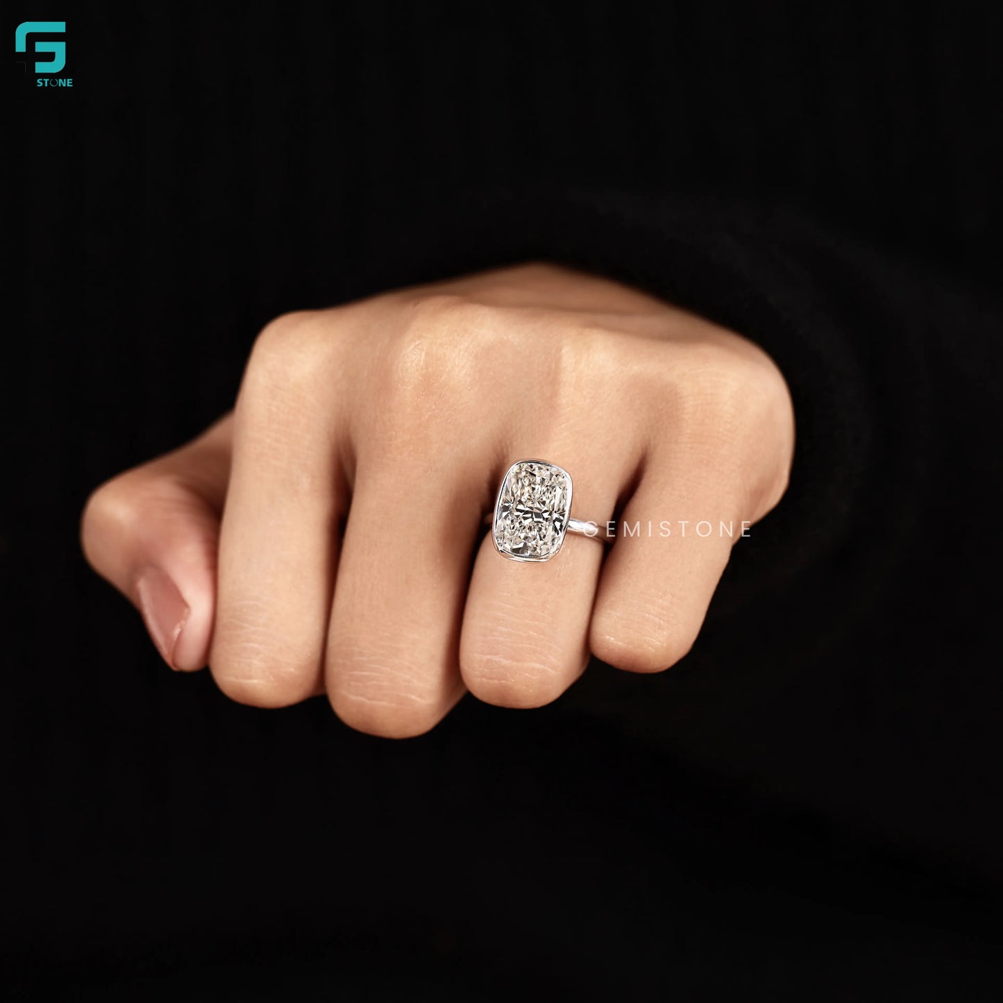 Elongated Cushion Cut Lab Grown Diamond Engagement Ring For Women