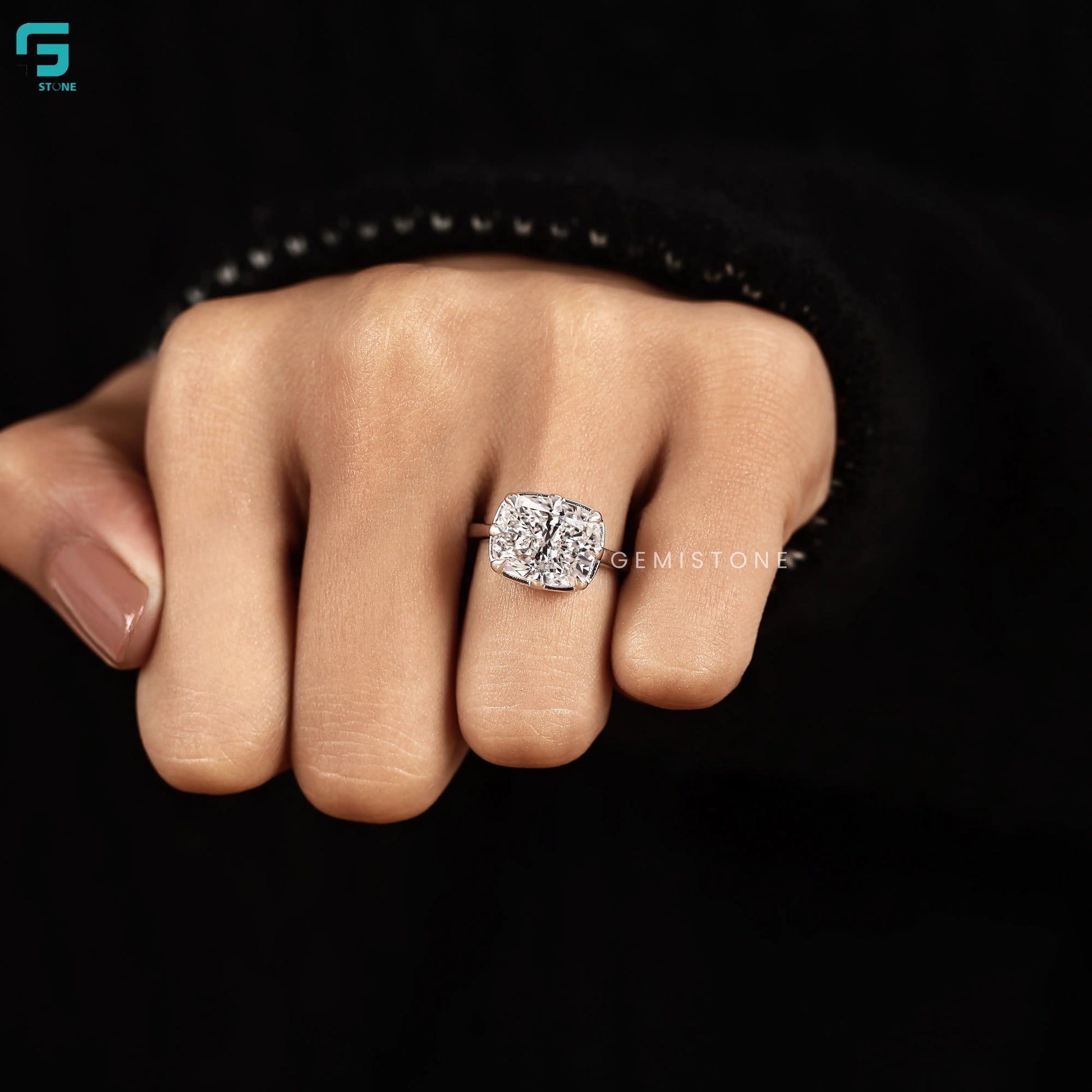 Elongated Cushion Cut Lab Grown Diamond Ring For Women