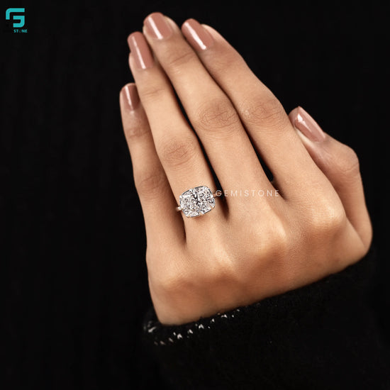 Elongated Cushion Cut Prong Set Lab Grown Diamond Ring