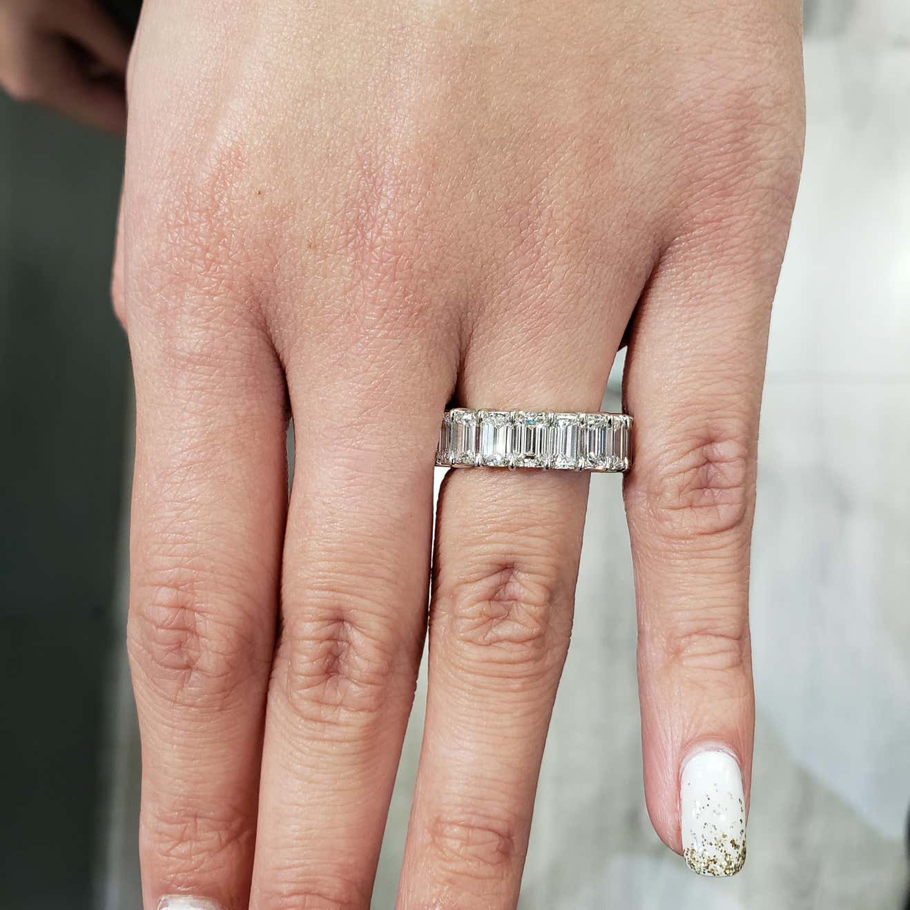9.50 CT Emerald Cut Full Eternity Wedding Band