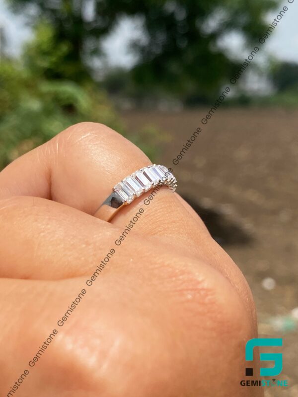 3 CTW Emerald Cut Moissanite Diamond Half Eternity Wedding Band For Women