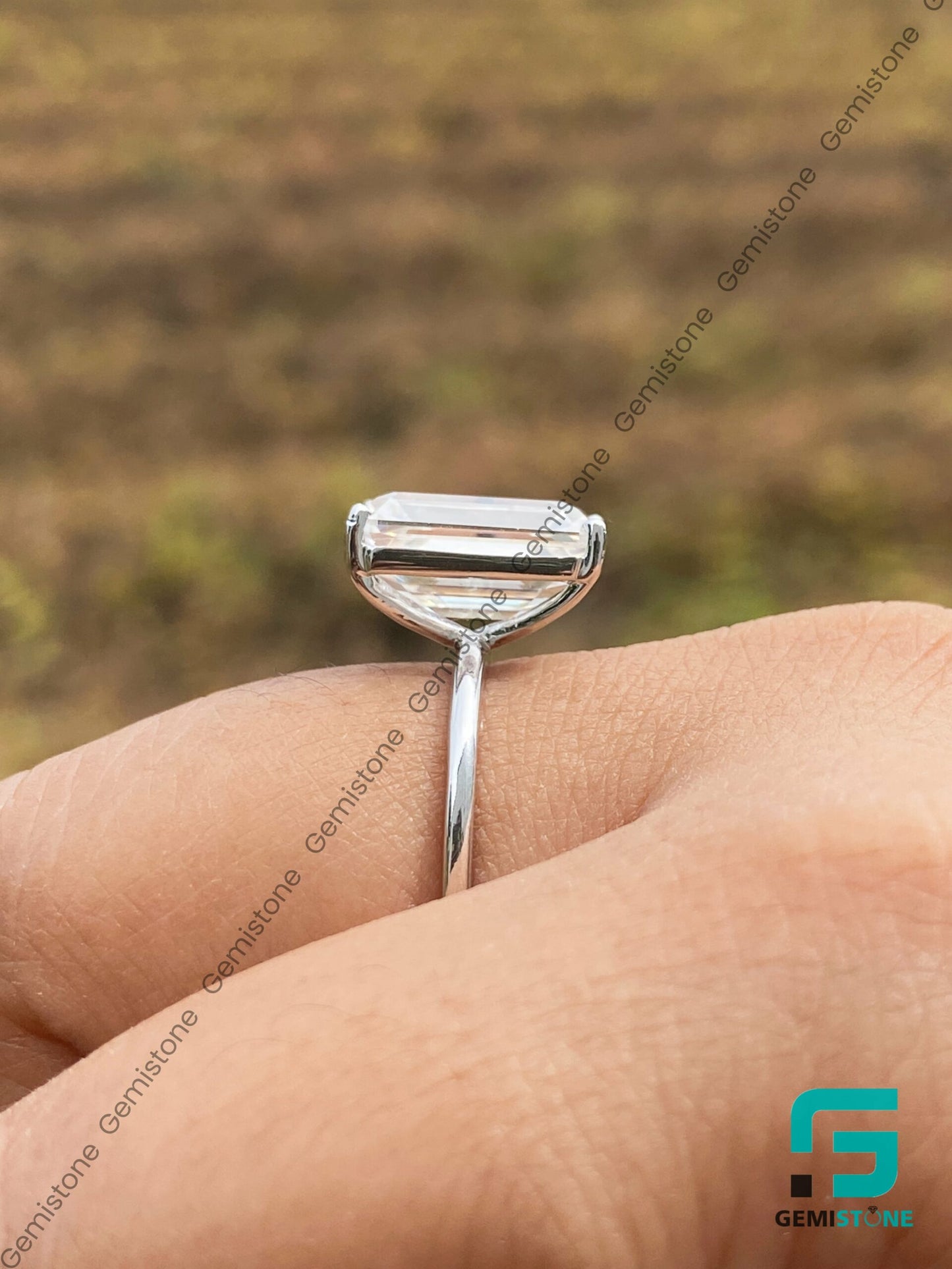 5 CT Emerald Cut Moissanite Sofia Richie Engagement Ring