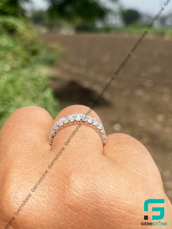 3 CTW Emerald Cut Moissanite Diamond Half Eternity Wedding Band For Women