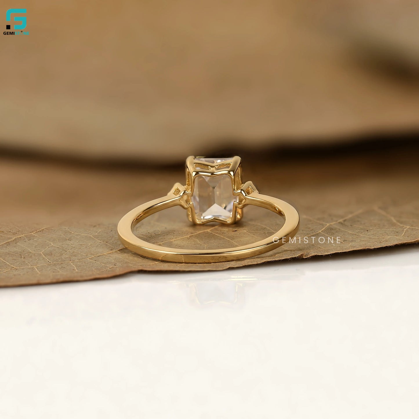 Emerald Three Stone Lab Diamond Wedding Ring For Women
