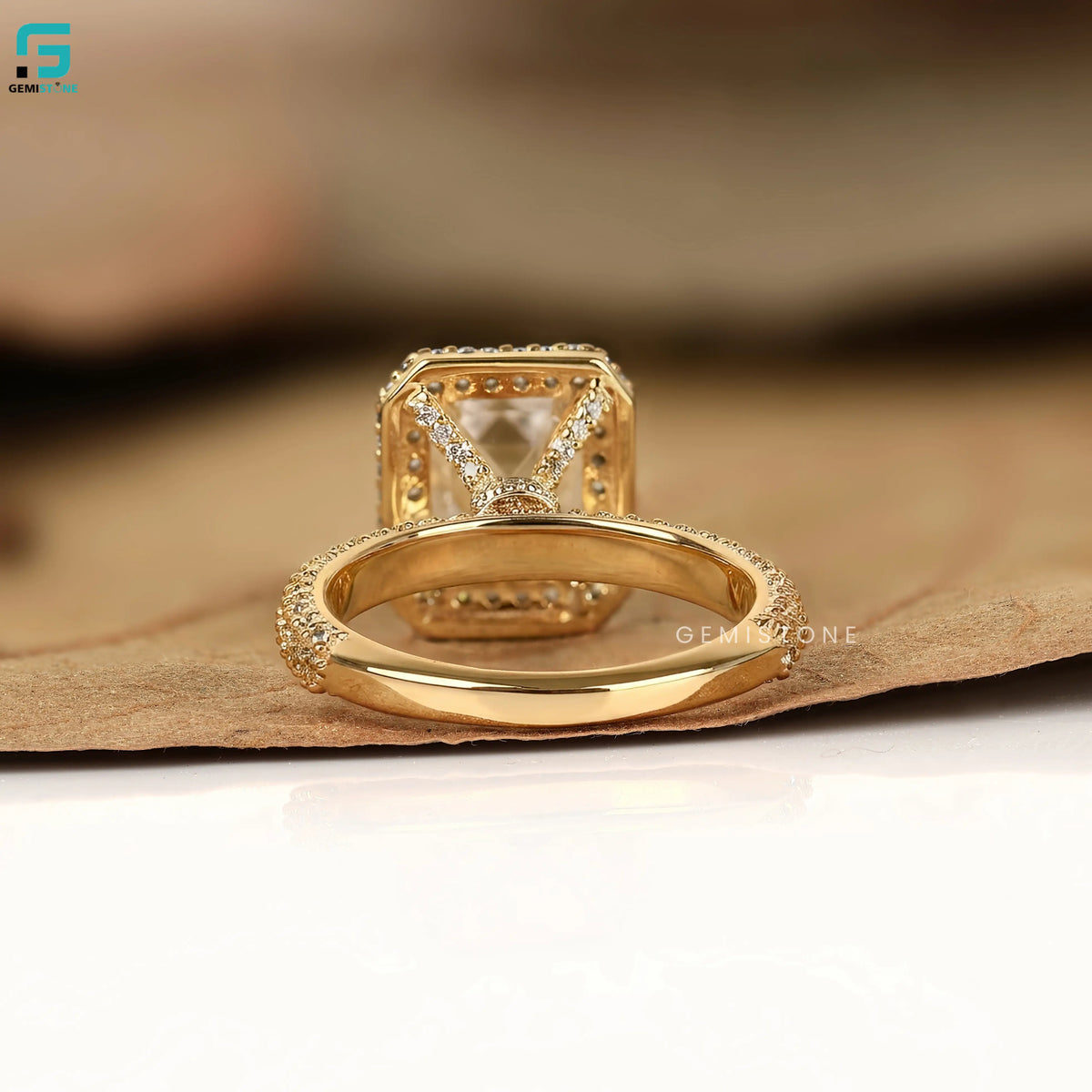 Emerald Cut Cluster Double Halo Lab Grown Diamond  Ring