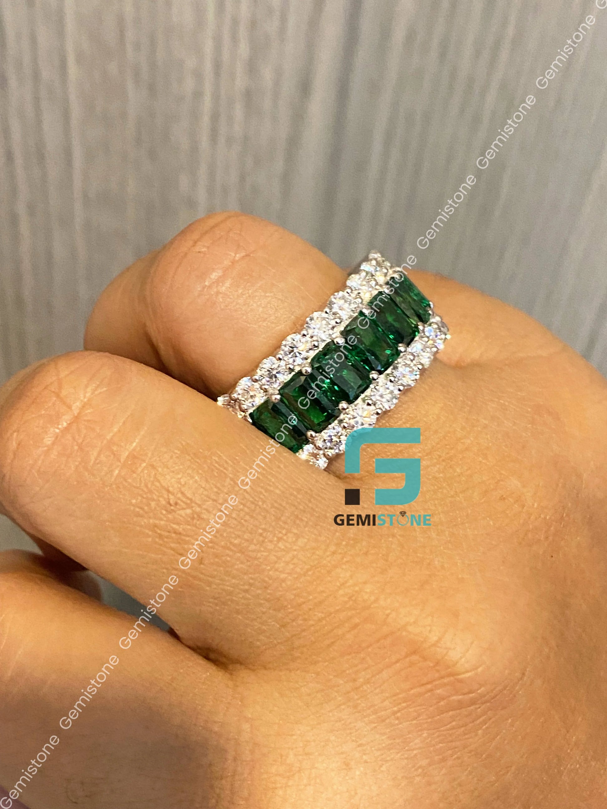 Emerald Cut Engagement Band