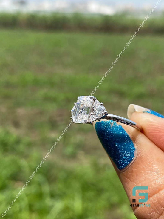 Emerald Cut Moissanite Promise Ring