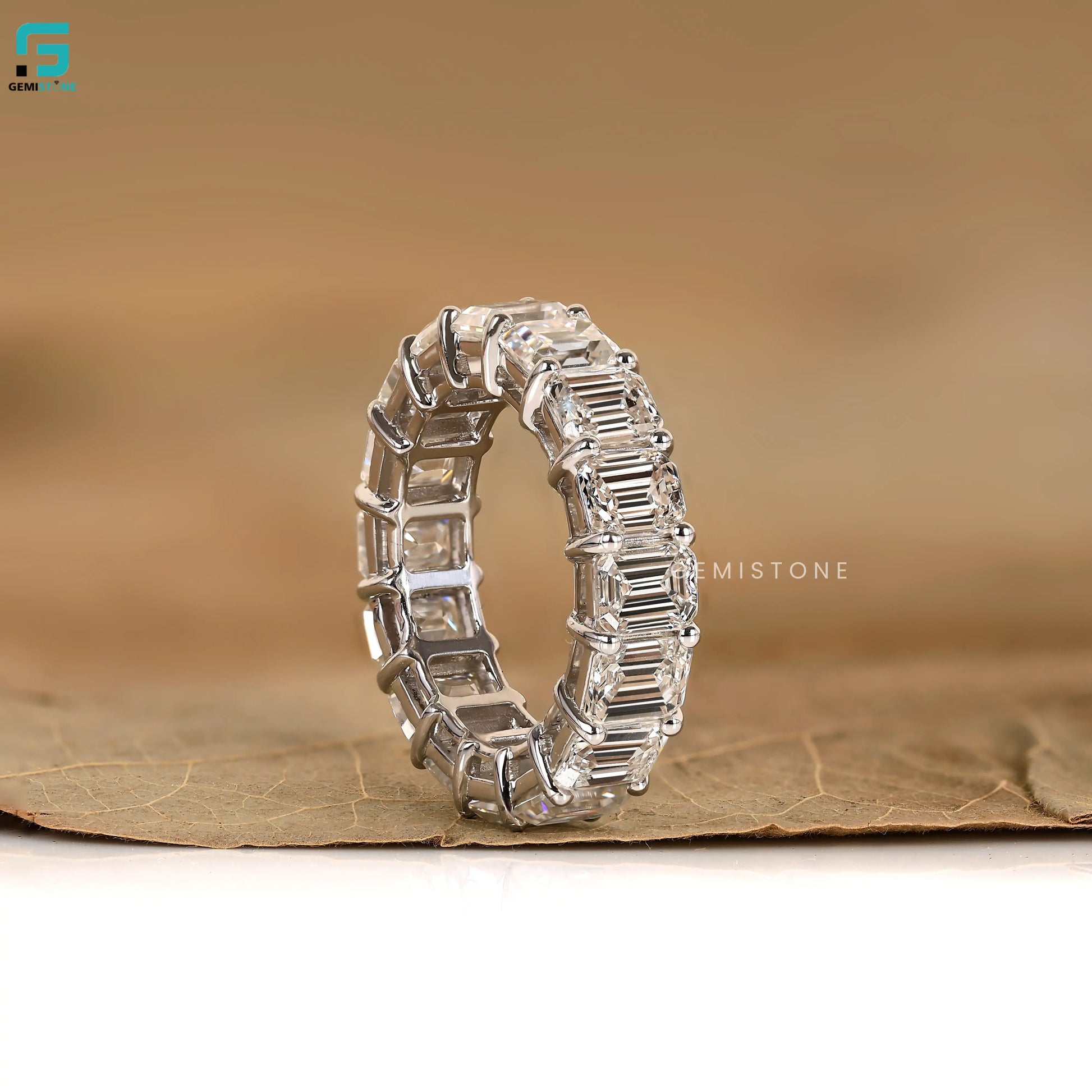 Emerald Full Eternity Wedding Band For Women