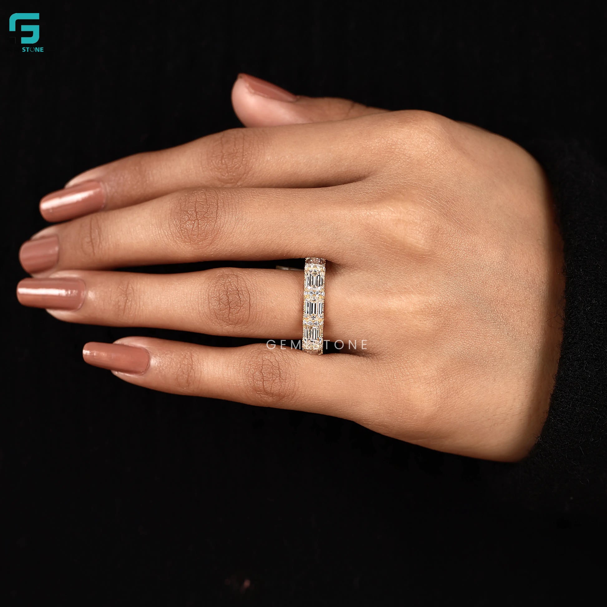 Emerald Lab Diamond Full Eternity Band