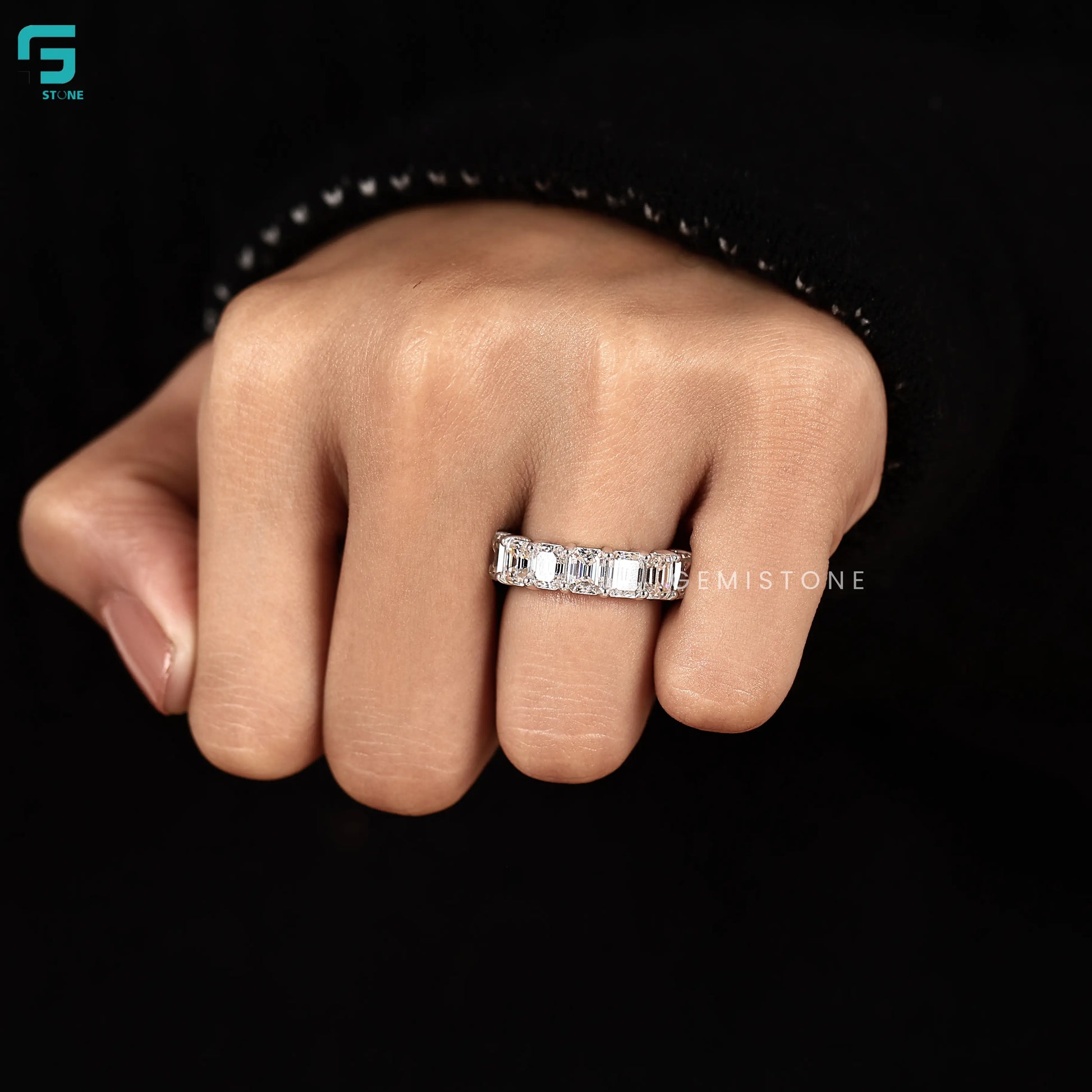 Emerald Lab Diamond Full Eternity Wedding Band