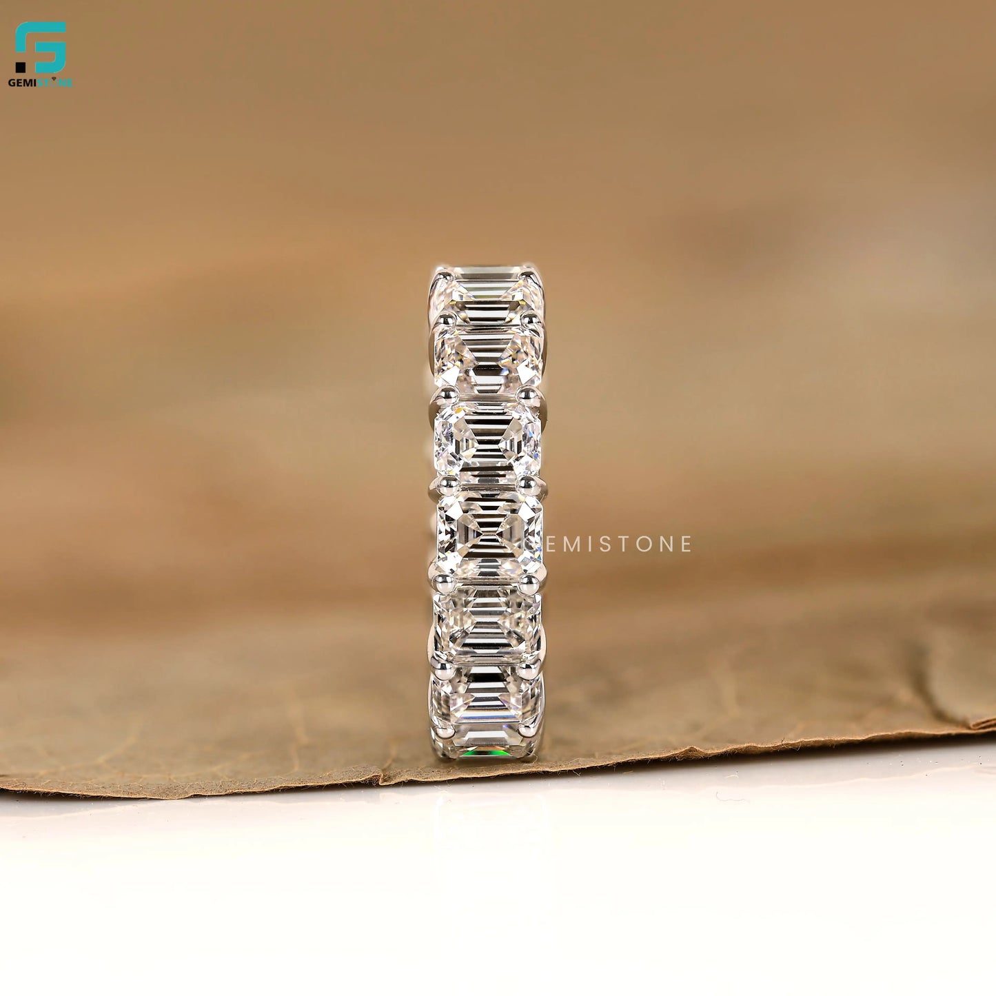 Emerald Lab Diamond Full Eternity Wedding Band For Women