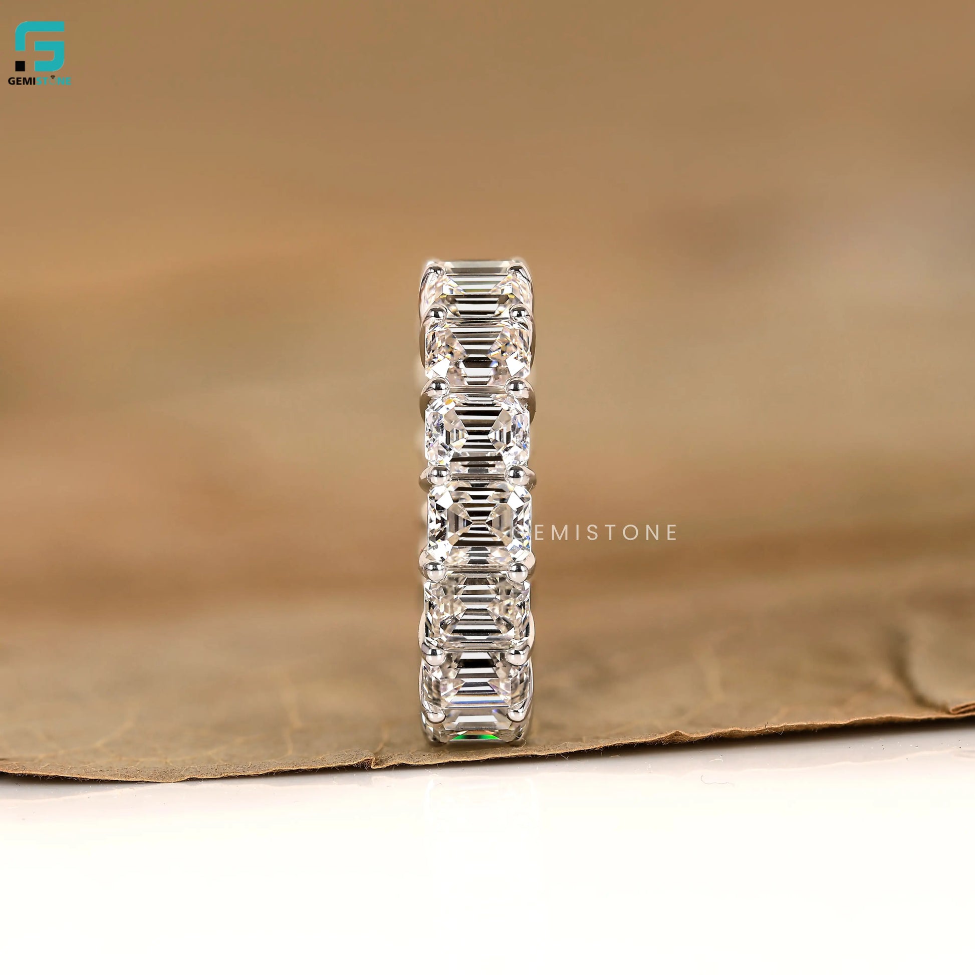Emerald Lab Diamond Full Eternity Wedding Band For Women
