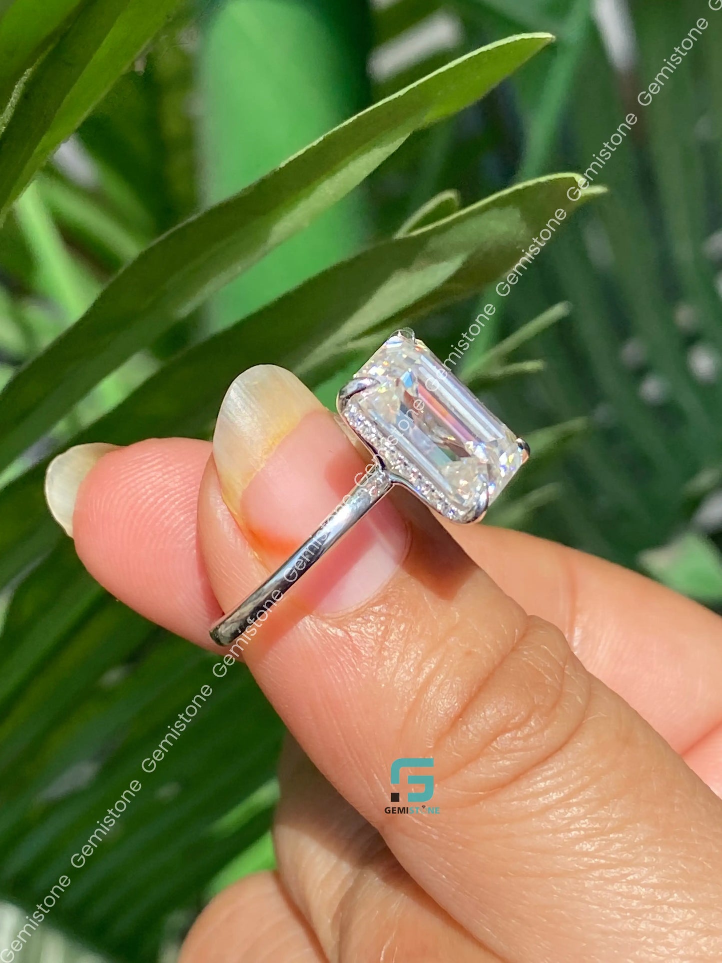 Emerald Moissanite Anniversary Ring