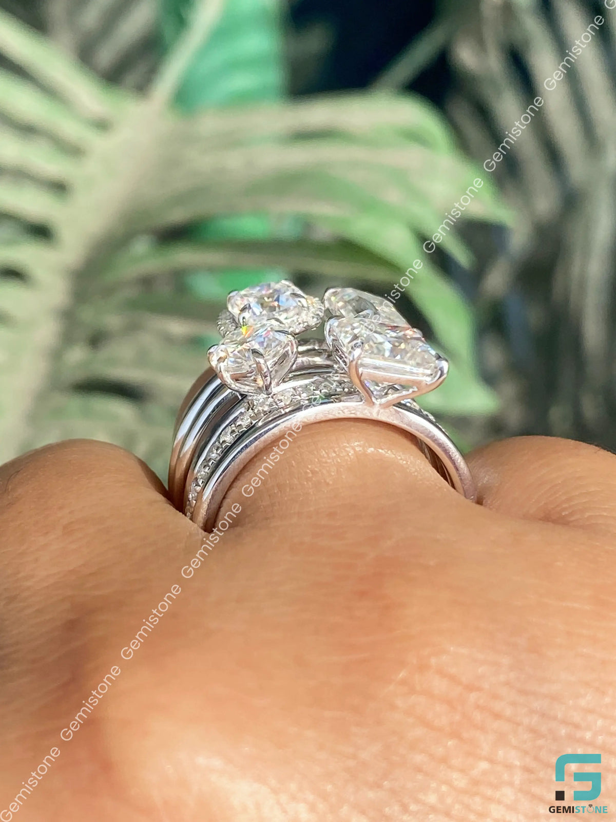 Emerald Multi Shape Moissanite Diamond Wedding Ring