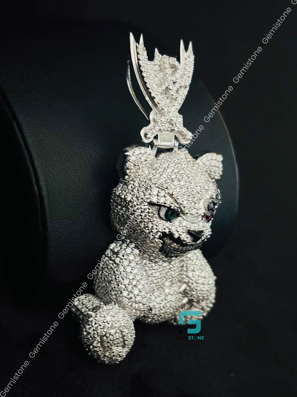Enamel Cartoon Face Rapper Moissanite Charm Pendant
