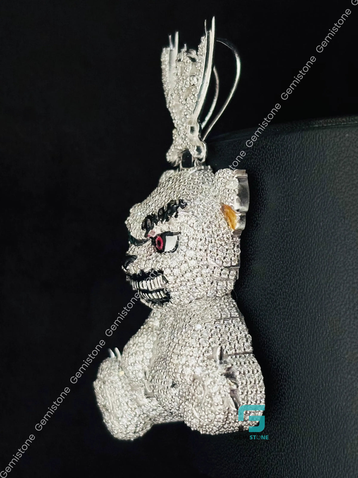 Enamel Cartoon Face Rapper Moissanite Charm Pendant