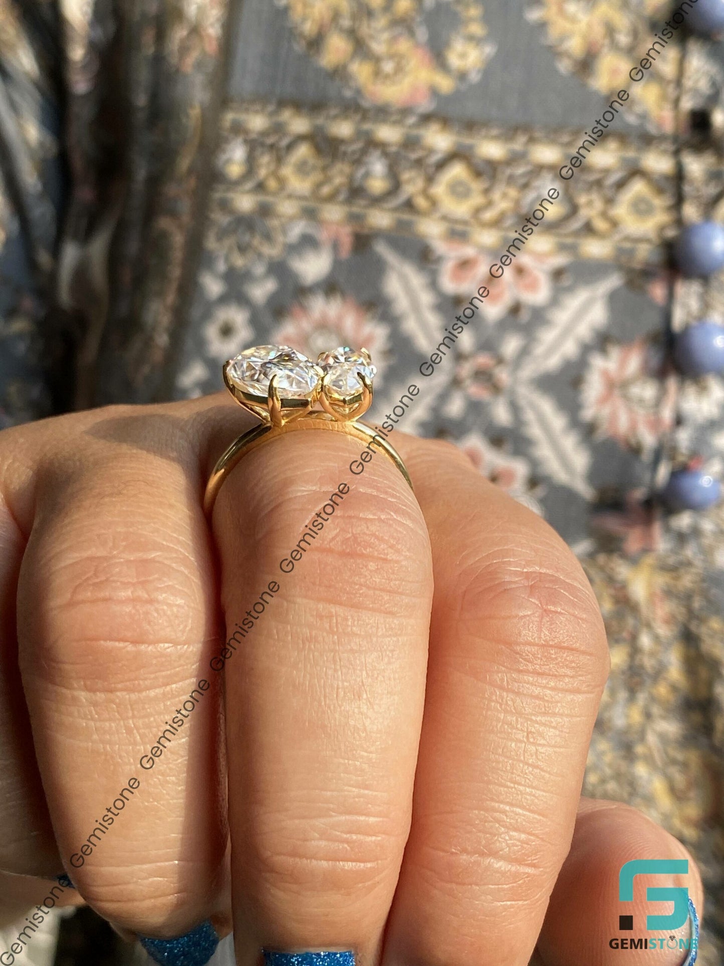 Marquise & Pear Cut Moissanite Toi et Moi Engagement Ring For Women