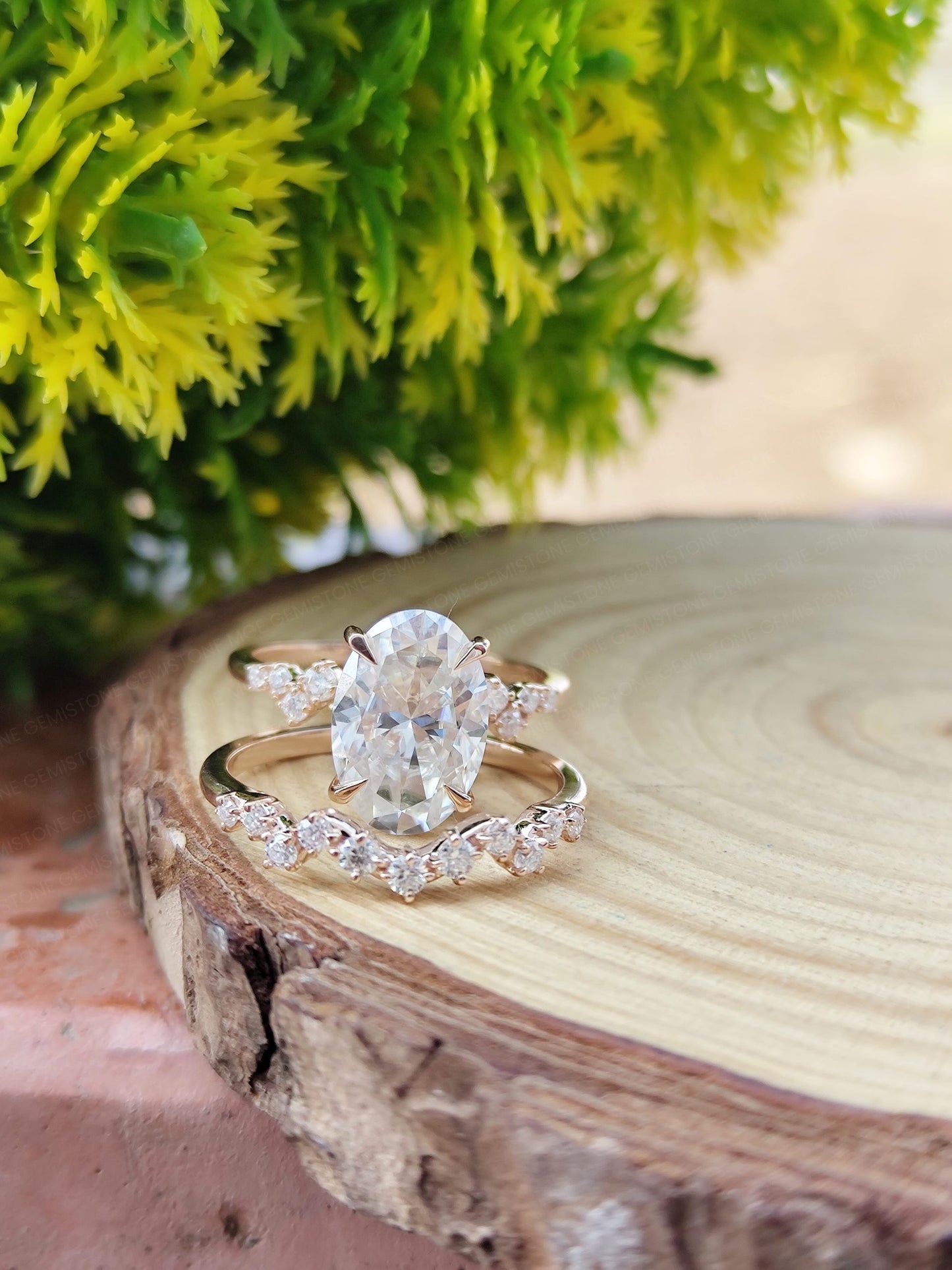 4.5 CT Oval Cut Moissanite Wedding Bridal Ring Set For Her