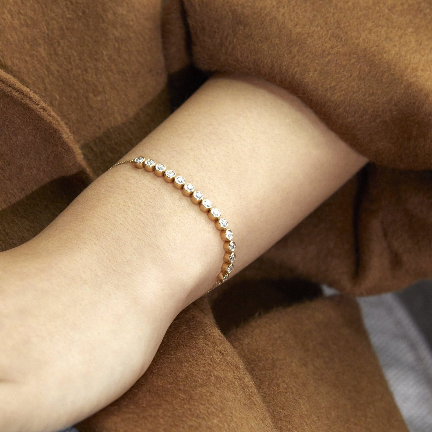Eternity Slider White Round Diamond Bracelet