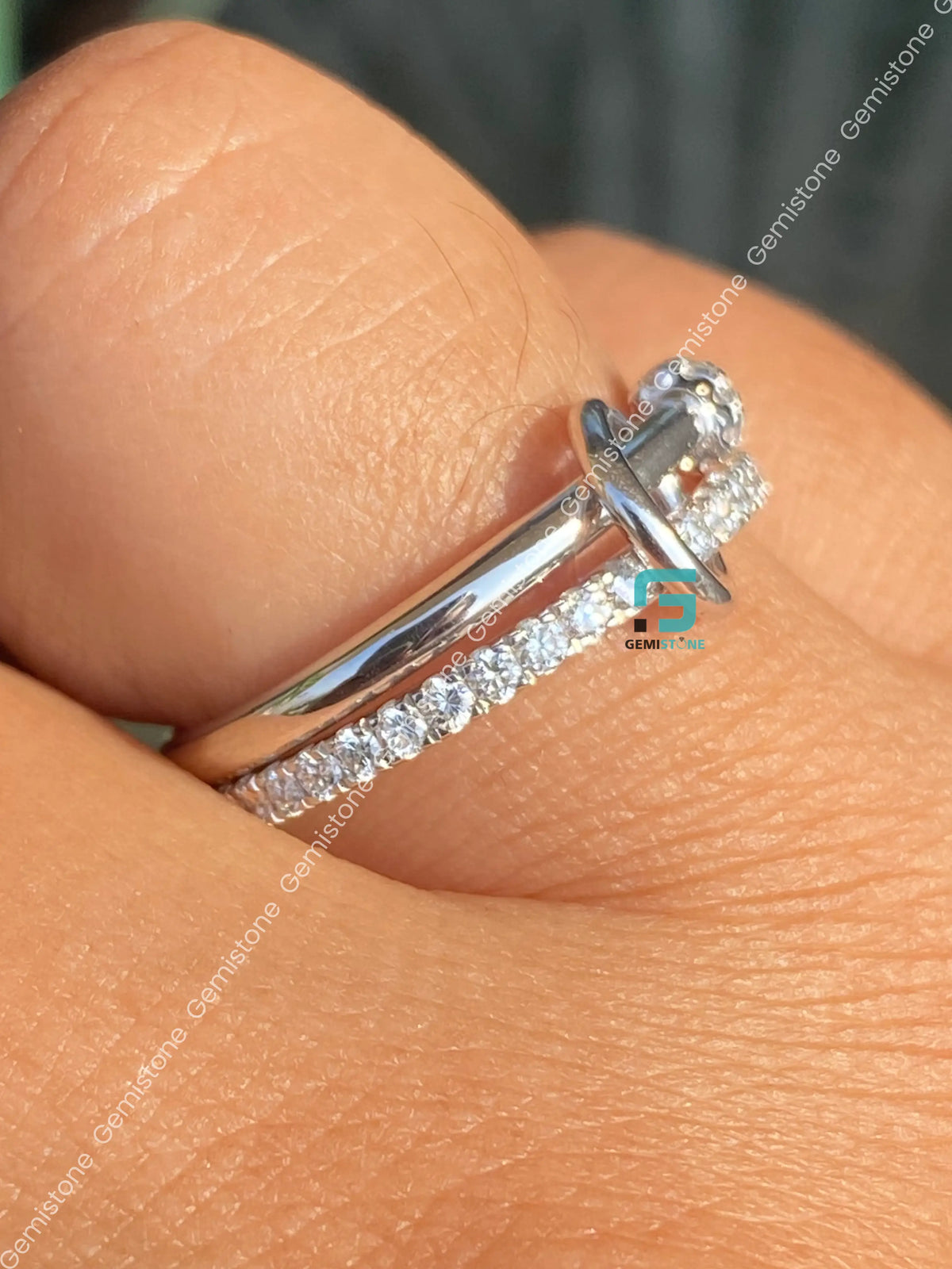 Multi Link Connected Moissanite Interlocking Statement Chunky Ring