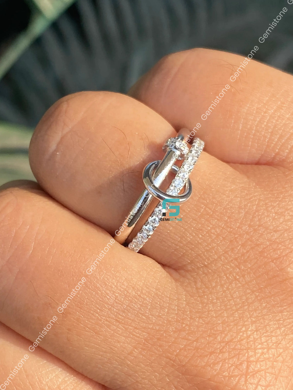 Multi Link Connected Moissanite Interlocking Statement Chunky Ring