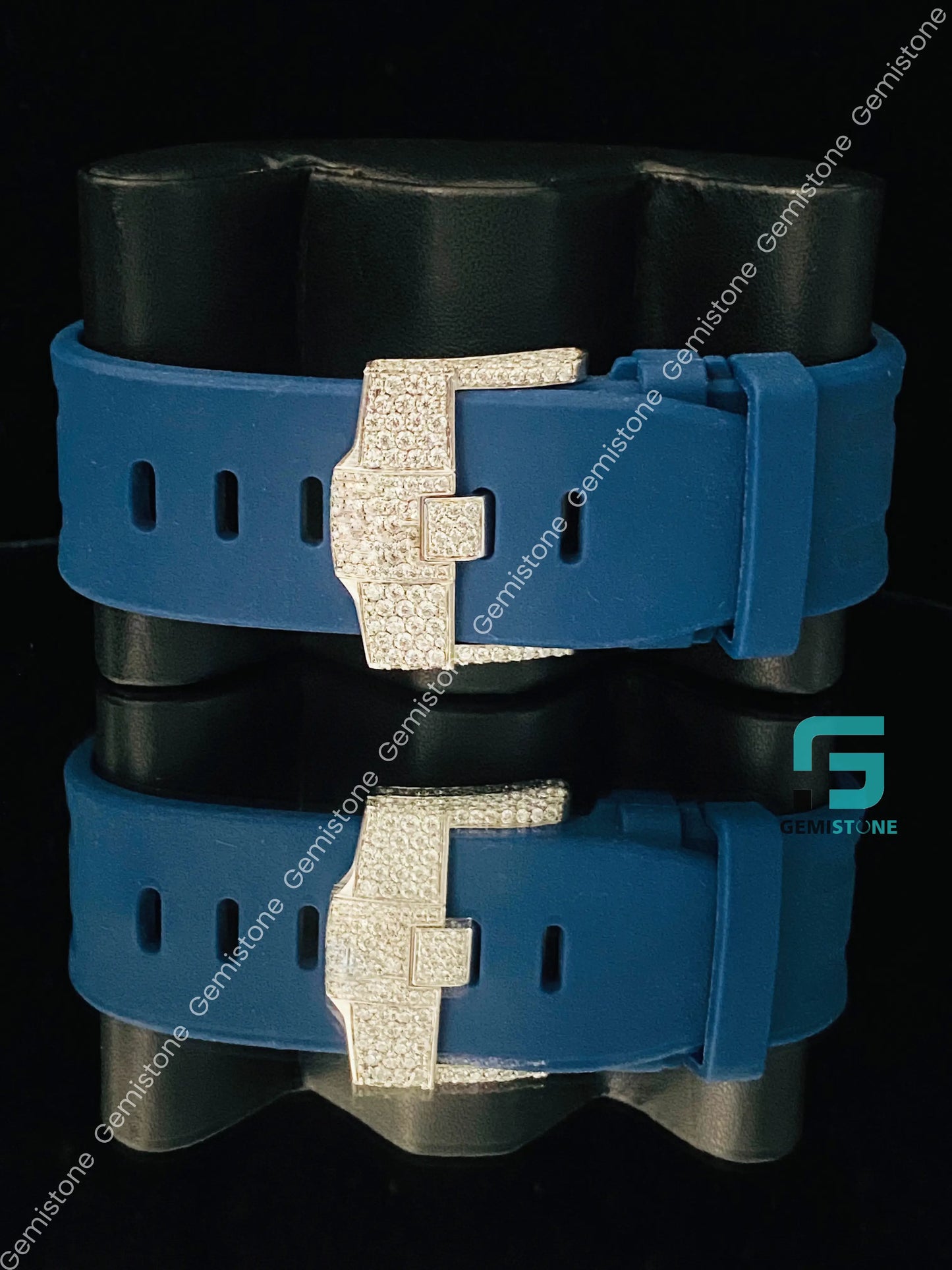 Face Dial Blue_Silicon_Strap_Moissanite_Watch For Men