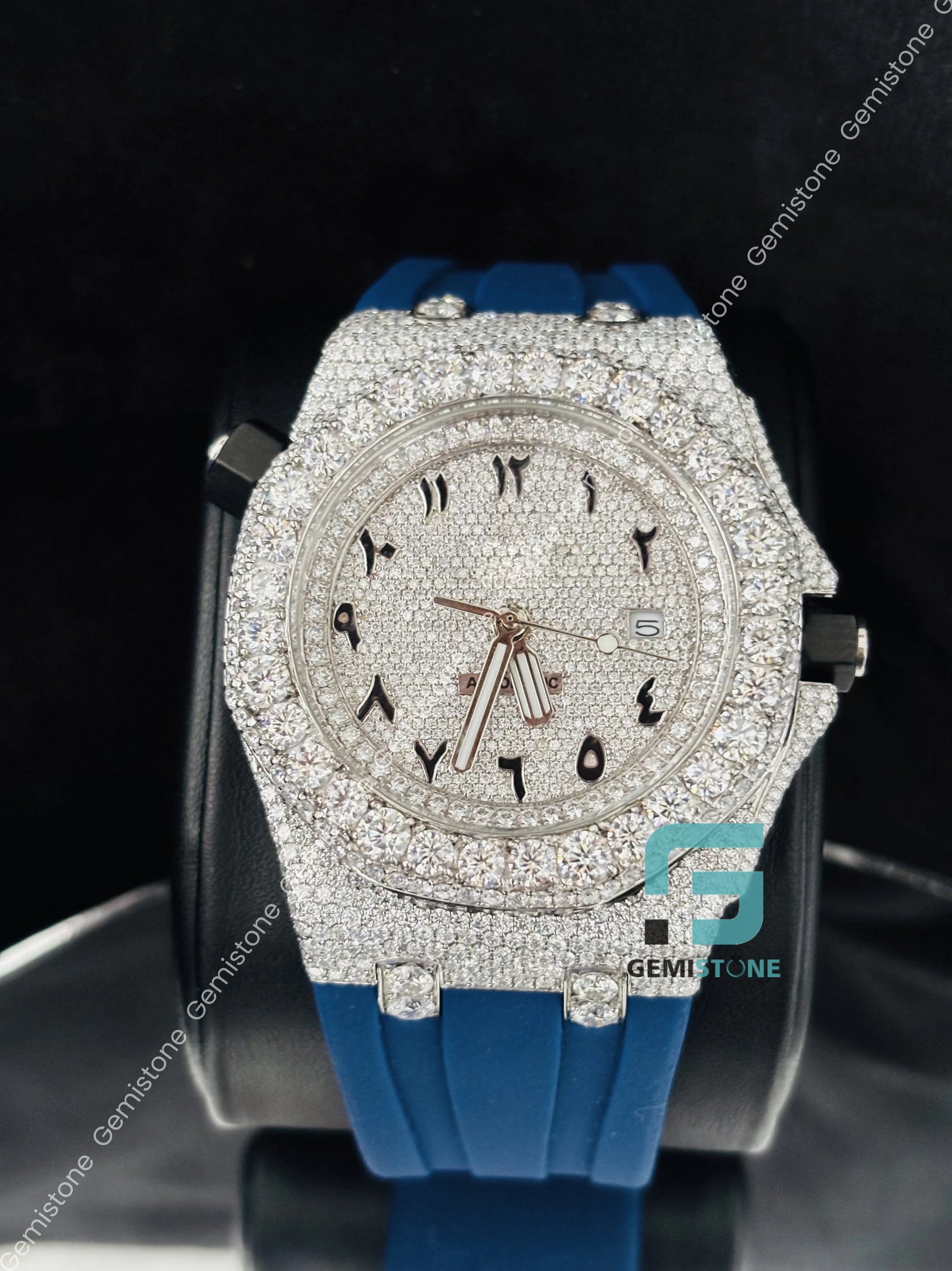  Face Dial Moissanite Hip Hop Arabic Number Watch