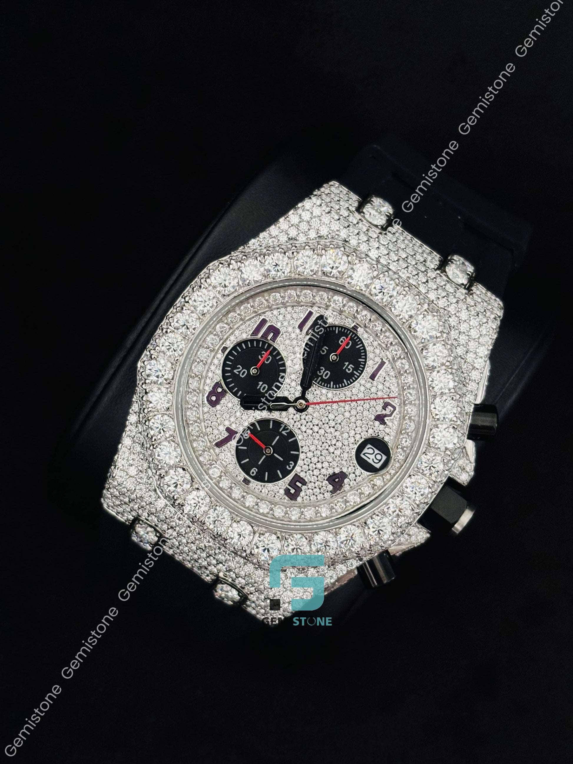 Face Dial Studded Moissanite Luxury Watch For Men