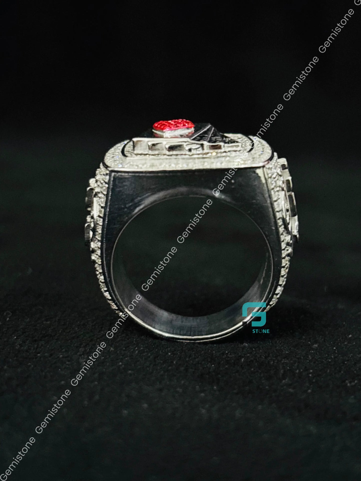 Foker Card Hip Hop Moissanite Iced Out Studded Ring 