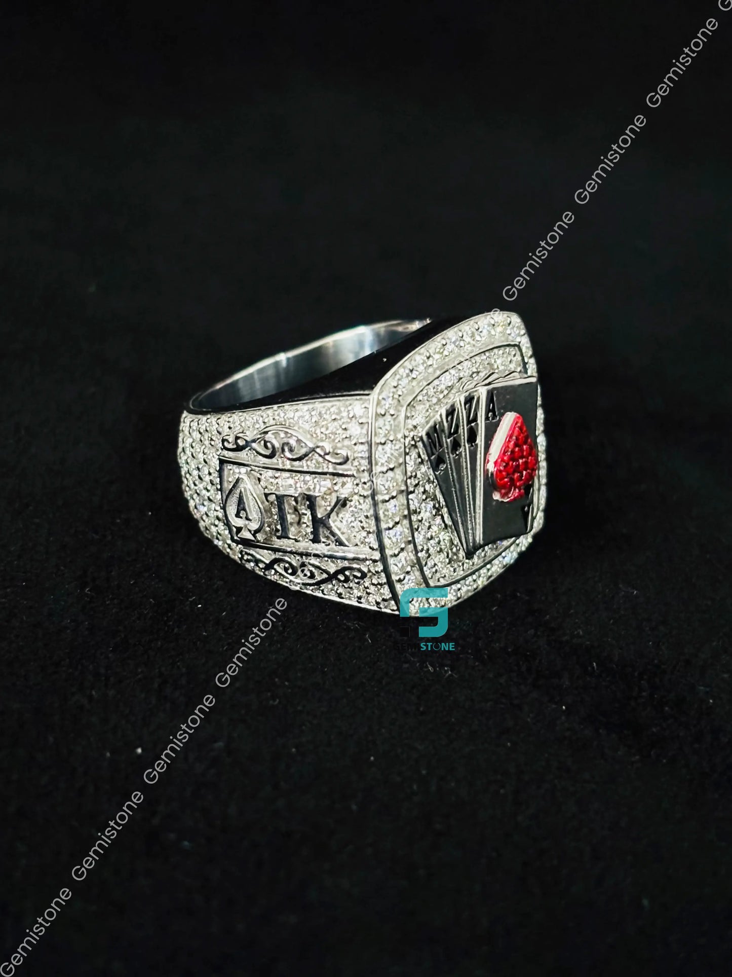 Foker Card Moissanite Hip Hop Studded Ring